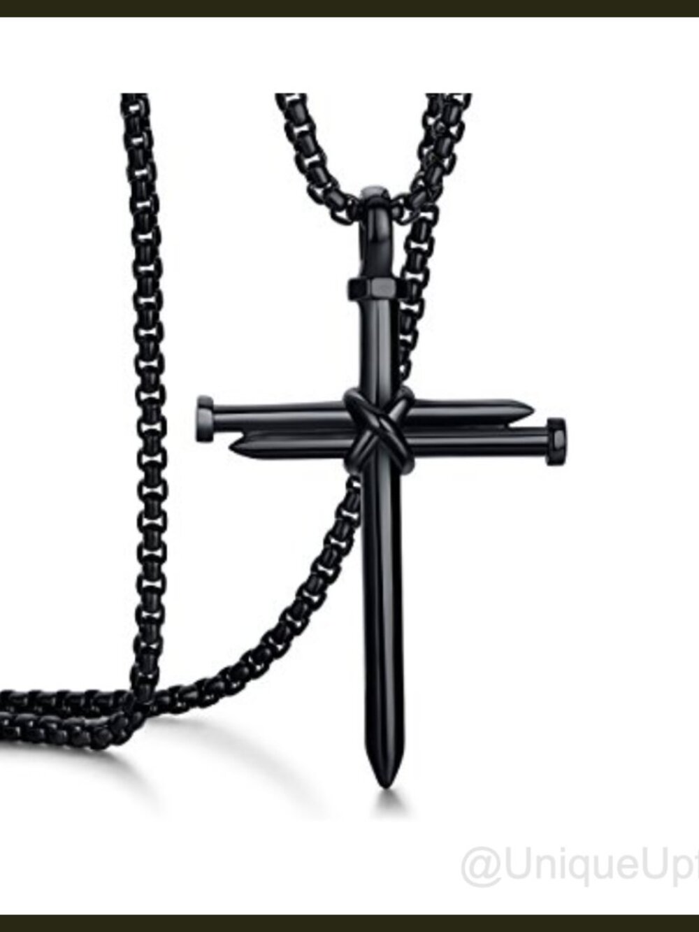 Stainless Steel Nail Cross Pendant Necklace 24 Inch Chain for Men